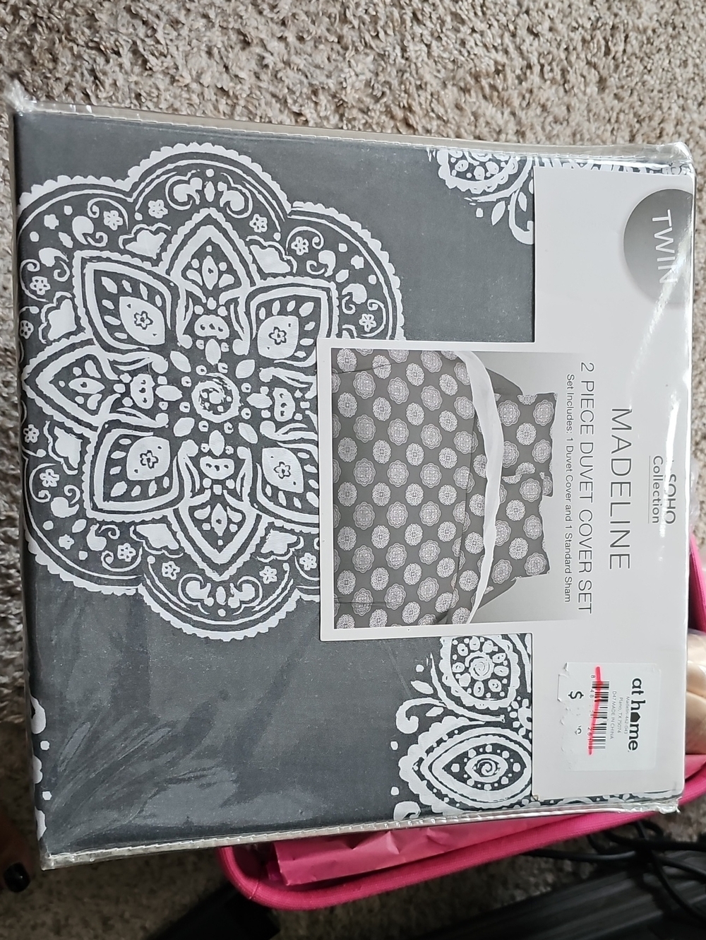 Madeline Twin 2-Piece Duvet Cover Set – Gray and White